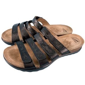 Dansko Tooled Leather Adjustable Velcro Sandals